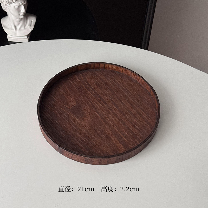 Plato de madera alta sensación rectangular bandeja de café dulces caseros platos de fruta platos de comedor platos de té