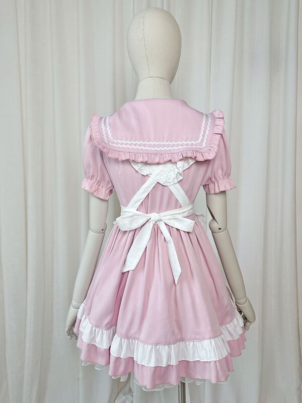 新しい日本のカレッジスタイルのメイド服半袖女の子セーラー服COSかわいいソフトガールメイドスーツドレス|undefined