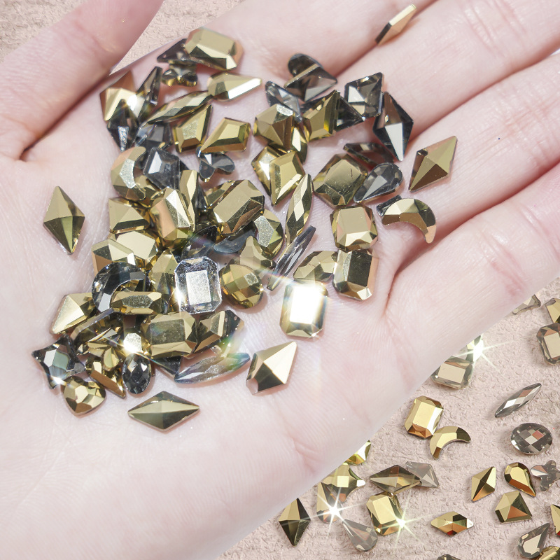 100 bolsas de taladro aurora taladro de forma especial joyas de manicure taladro de forma plana joyas de manicure taladro de forma especial diy joyas de manicure