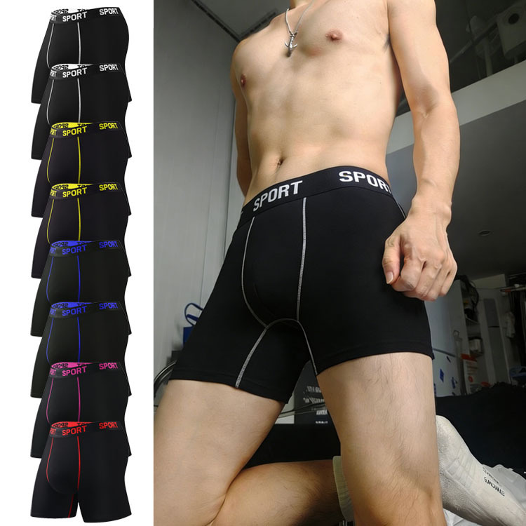 Cross-Border Foreign Trade Sports Underwear for Men, Professional Sports Training Anti-Chafing Long Boxer Briefs for Marathon Running and Fitness