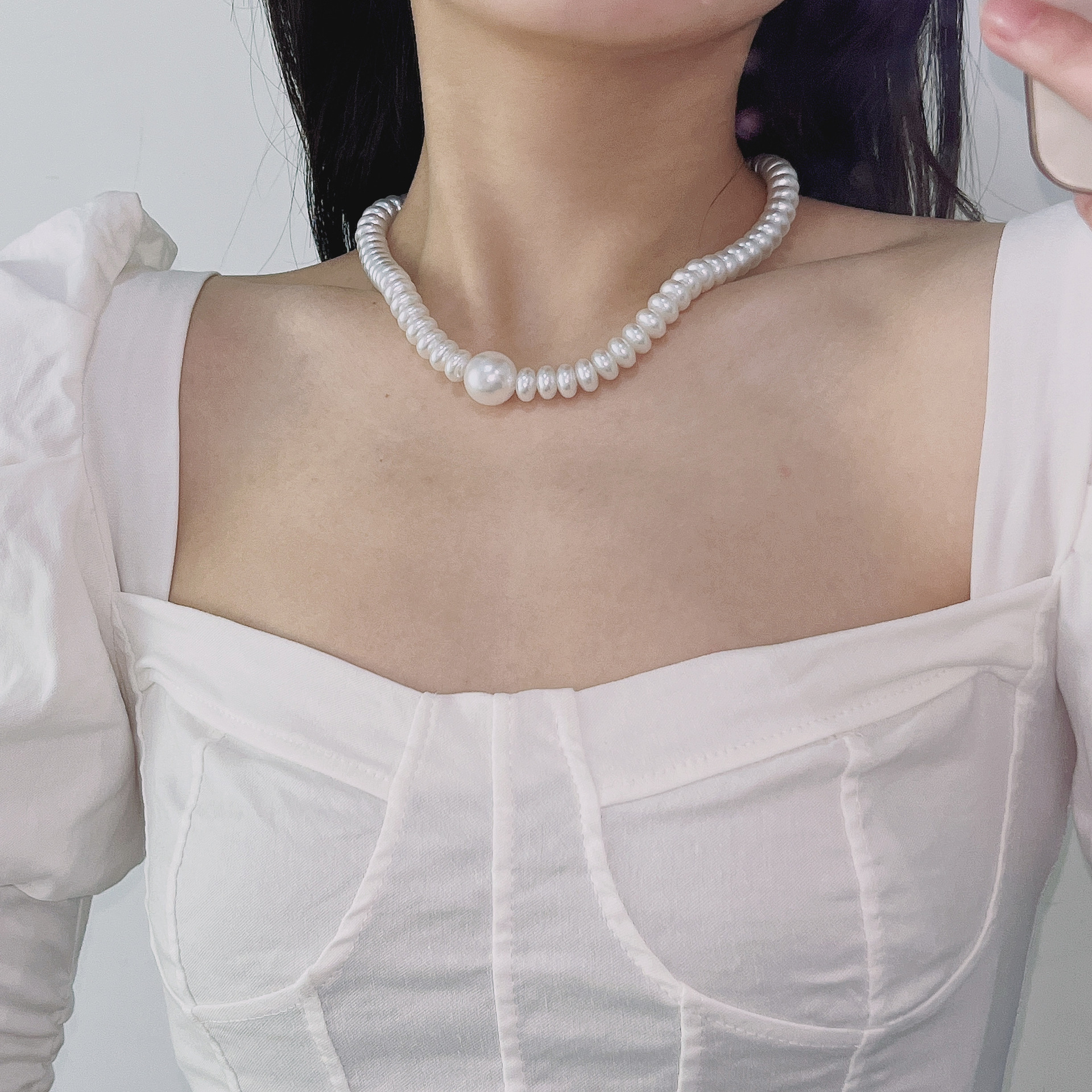 Womenu0027S Simple Style Geometric Imitation Pearl Pearl Necklace Beaded