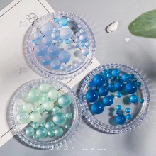 美甲飾品糖果色人魚幻彩圓形玻璃水晶珠子混合裝馬卡龍指甲裝飾鑽