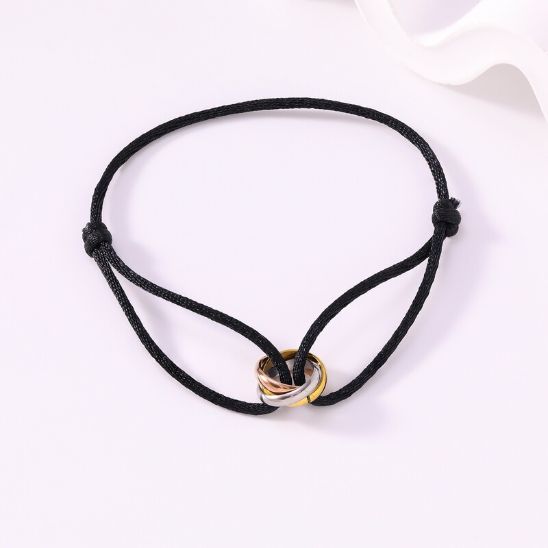T Brand New Fashion Ins Style Woven Lucky Big Brand Peripheral Three-Ring Adjustable Titanium Steel Bracelet Source Factory Batch