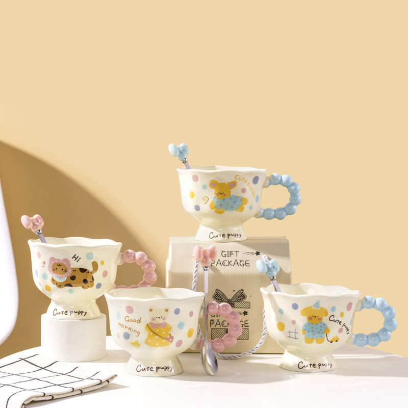 Ins風網赤熊マグカップ高颜値カップ陶磁器カップルカップ女子誕生日プレゼントお土産|undefined