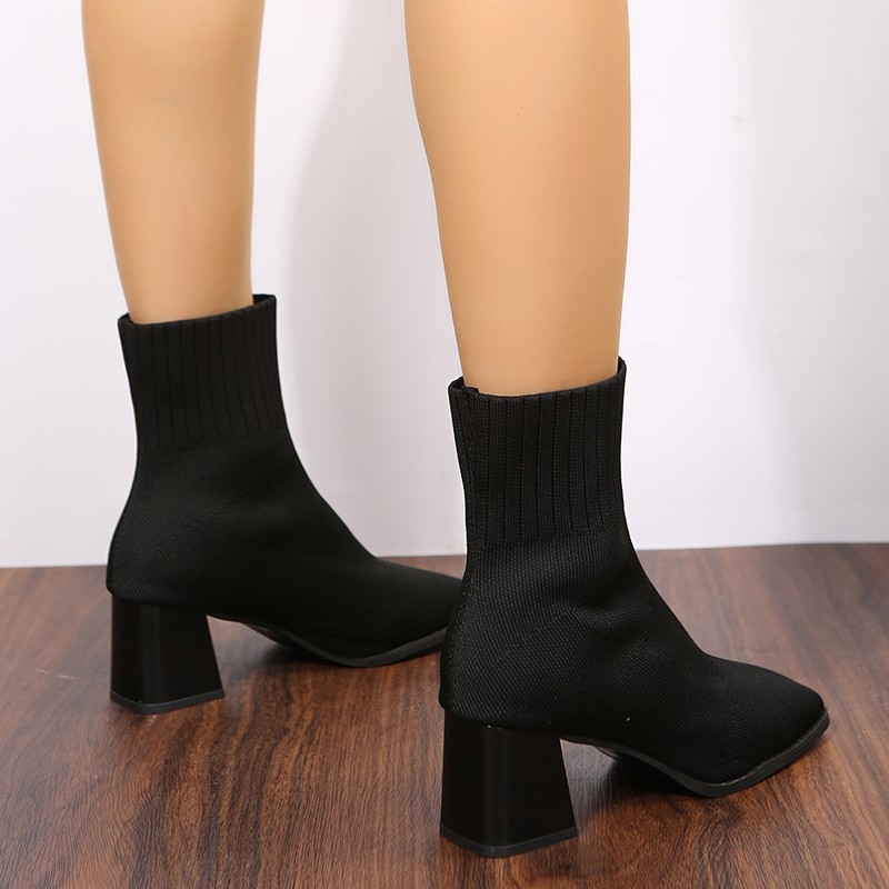 solid color British style thick high heels knitted boots NSYBJ138086