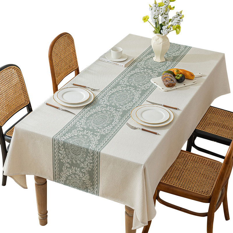 国境を越えた売れ筋の模造綿とリネンのテーブルクロス、防水性と耐油性、厚みのある高重量のコーヒーテーブルクロス、家庭用テレビキャビネットカバー卸売