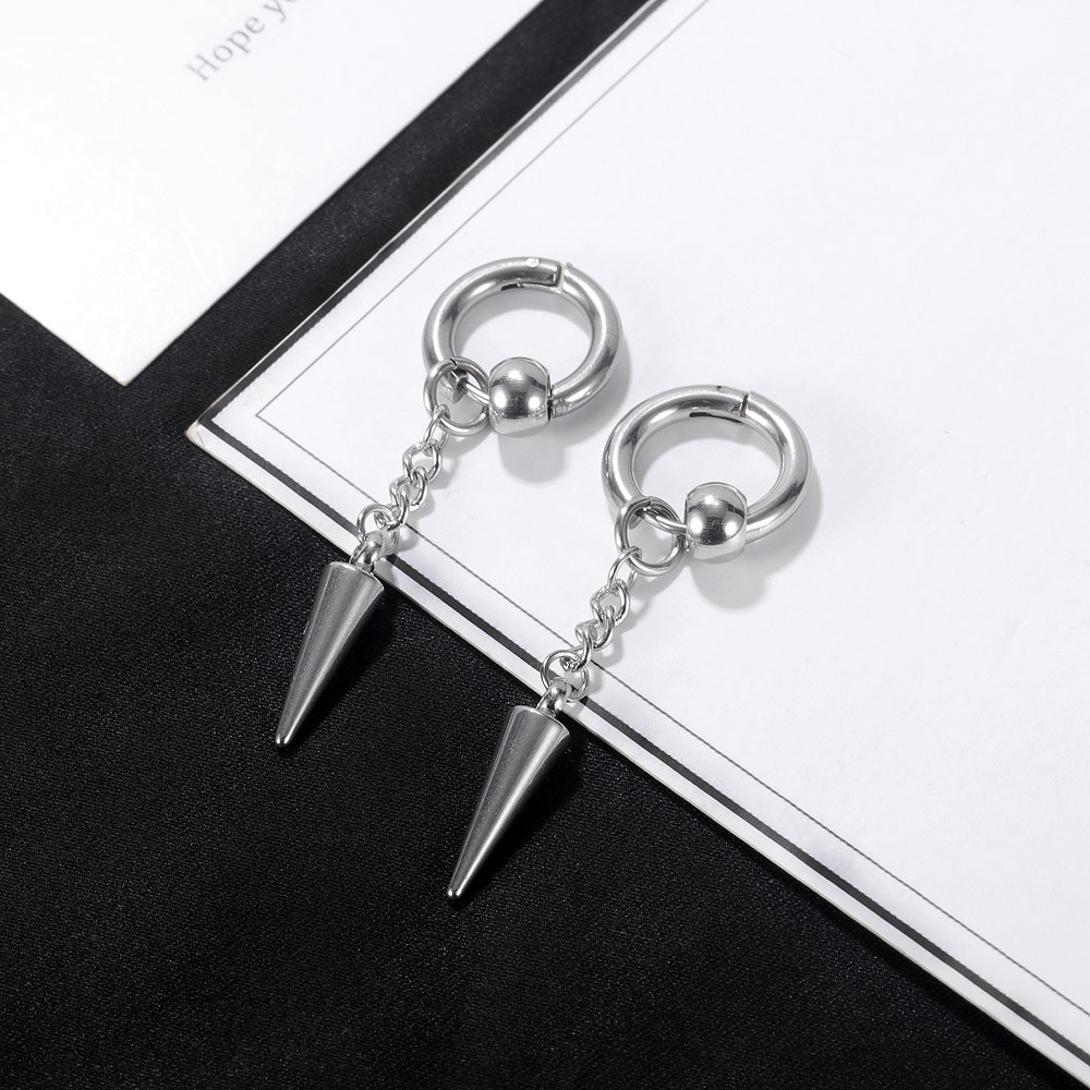 Simple Chain Awl Stainless Steel Earrings display picture 2