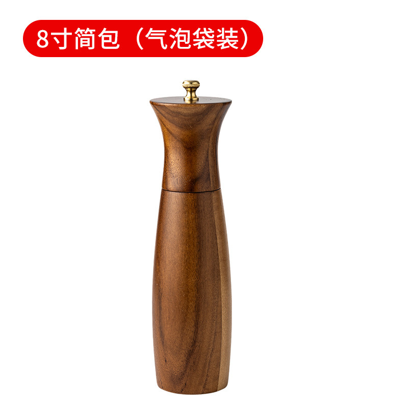 手动实木质胡椒研磨器西餐牛排调料胡椒粉研磨瓶合欢木海盐胡椒磨|undefined