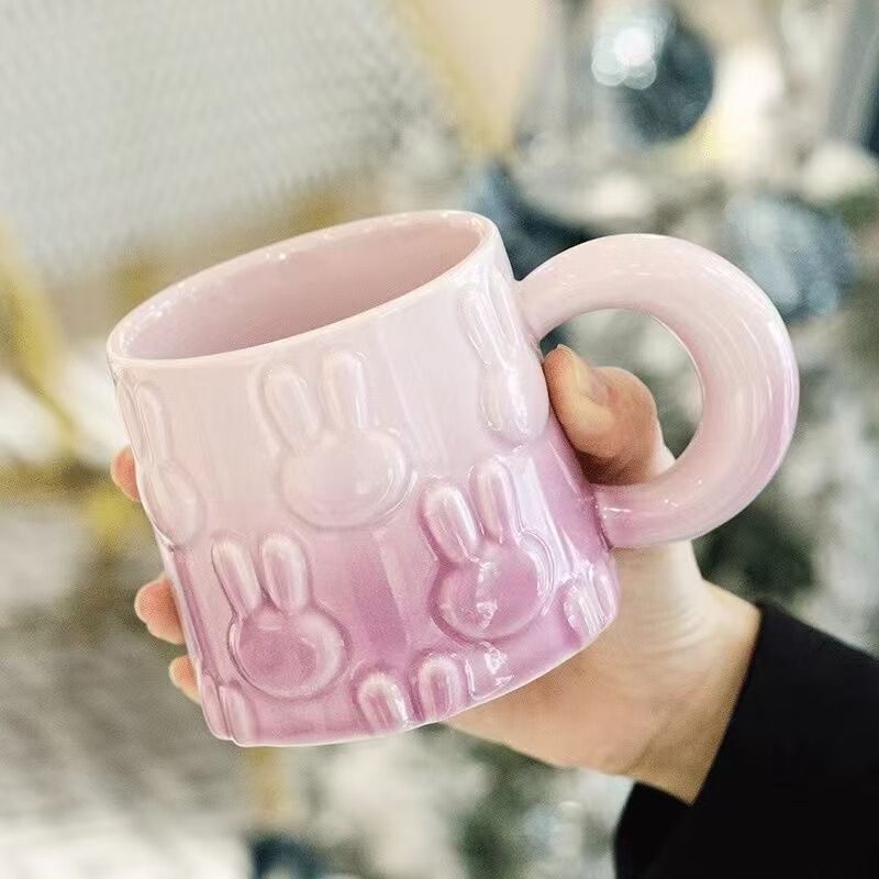 ネット赤朝食コーヒーマグカップグラデーション螺旋顔値かわいい牛乳カップ学生カップル陶磁器カップ|undefined