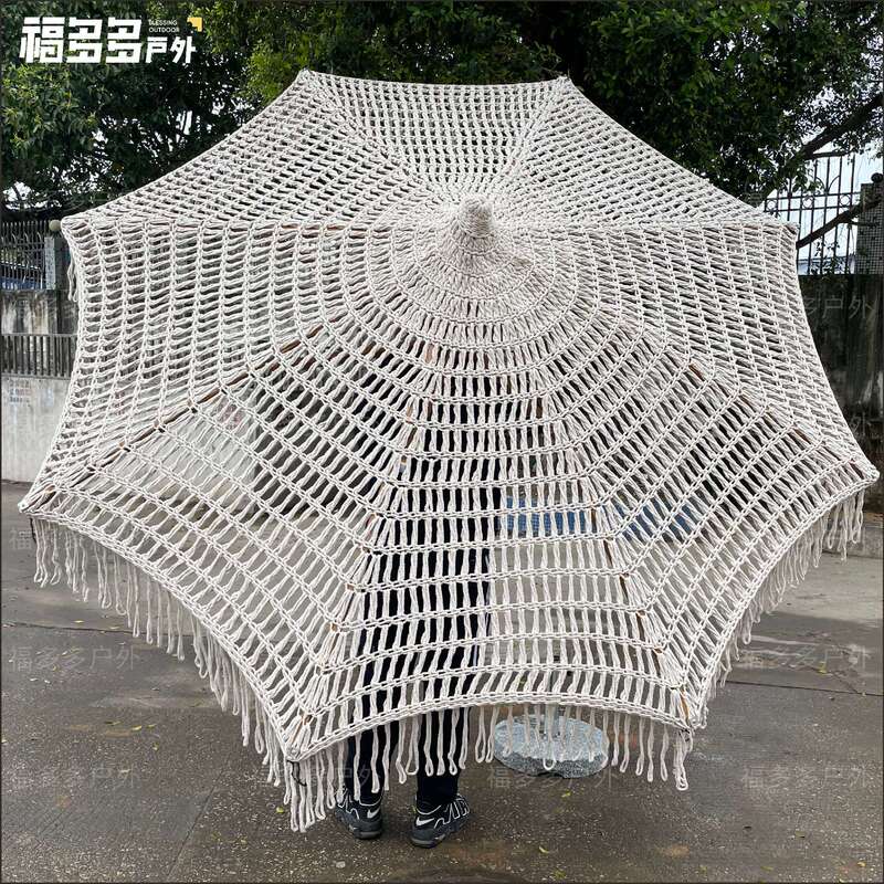 Outdoor Leisure Decorative Courtyard Umbrella Woven Umbrella Surface Creative Straight Edge Adjustable Wooden Frame with Tassel Pagoda Outdoor Leisure Decorative Courtyard Umbrella Woven Umbrella Surface Creative Straight Edge Adjustable Wooden Frame with Tassel Pagoda