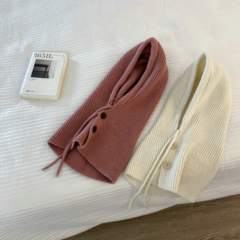 161g Weight Wool Cap Hats Type Holiday, Daily Occasion yarn, Polyester Material Solid Color Pattern Autumn&Winter Season Women's Gender Simple Style, Classic Style Style Eaveless Rim Balaclava Women's  Winter Warm Hat Scarf Integrated Knitted Earflaps Woolen Cap High Sense 3