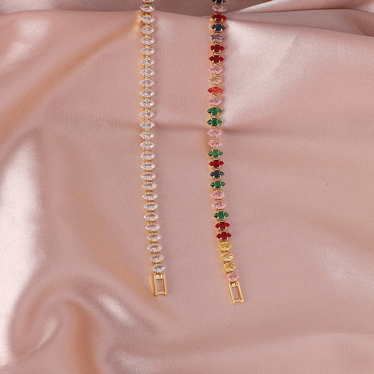 Simple Style Waves Copper Bracelets Plating Zircon Copper Bracelets