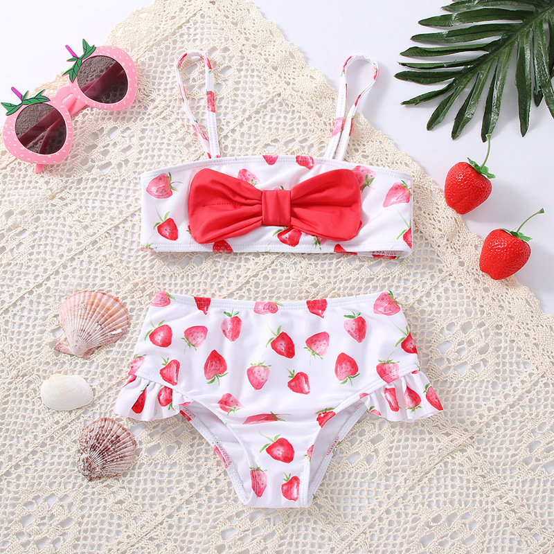 Girl's Cute Strawberry Polyester Tankinis display picture 1