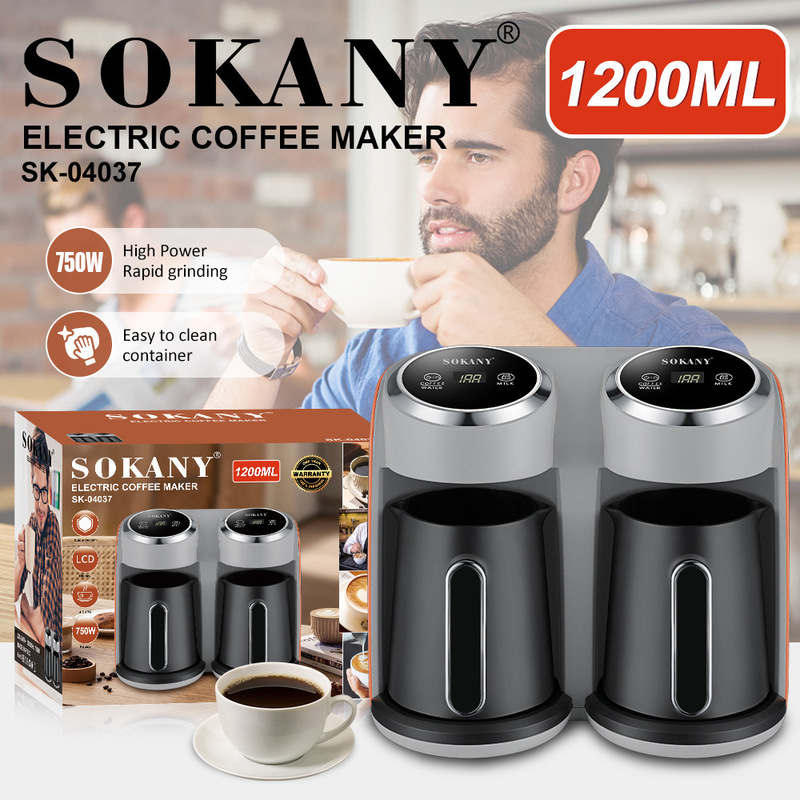 Export Sokany04037 Coffee Pot Home Office Tea Hot Milk Coffee Pot Turkish Double-Head Coffee Machine
