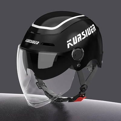 car helmet double mirror men's and | Motosiklet dəbilqələri - one-size-fits-all-3c-pearlescent-black-three-proof-paint-high-definition-double-mirror-safety-taillight-high-looking-new-national-standard-category-a