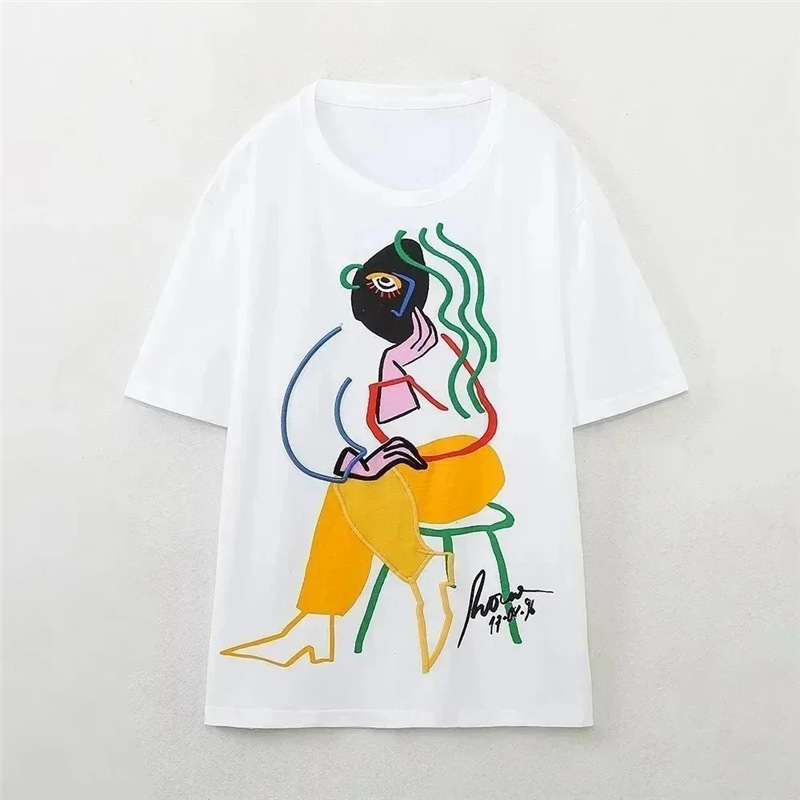 trafzr棉质女式大号t恤夏季o领短袖t恤夏季y2k街头t恤女式t恤上衣