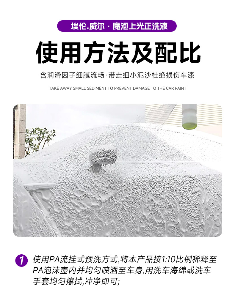 Magic Foam Polishing Car Wash Concentrate Foam Car Wash Liquid Water Wax Original Solution for Stain Removal and Brightening, Special Foam Liquid for Car Wash Shops
