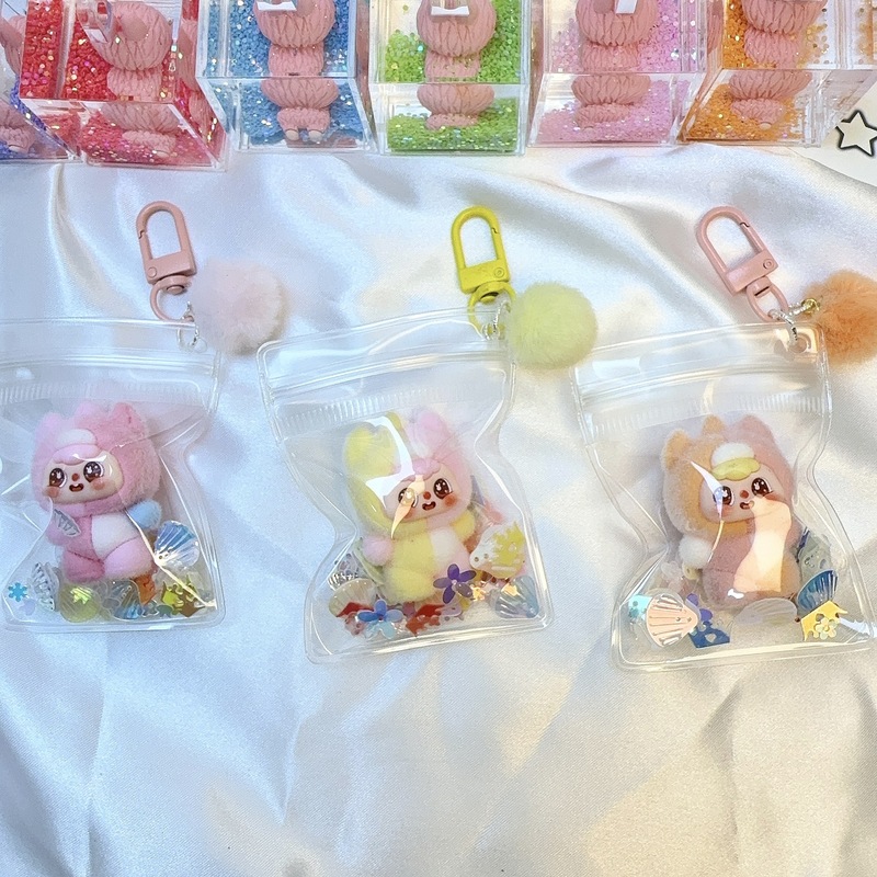 可爱多巴胺拼色植绒娃公仔DIY饰品配件萌粒摆件潮玩挂件直播盲袋|undefined