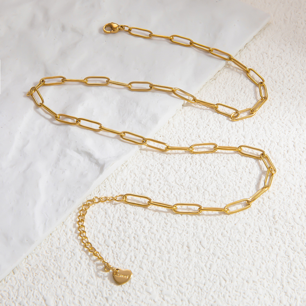 304 Stainless Steel Chain Material PVD Coated Real Gold Plated Geometric 304 Stainless Steel Lady Waterproof Non Tarnish 304 Stainless Steel Lobster Trigger Clasp Closure Necklace