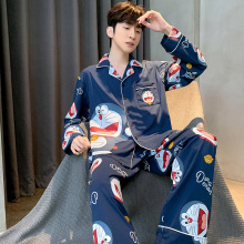 5XL新款男士睡衣仿棉长袖春秋款青少年夏季天男生280斤家居服装