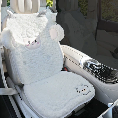 Wool pad: winter wool seat cover, cute - coconut-white-single-seatthick-lamb-wool-super-warm-non-slip-and-durable