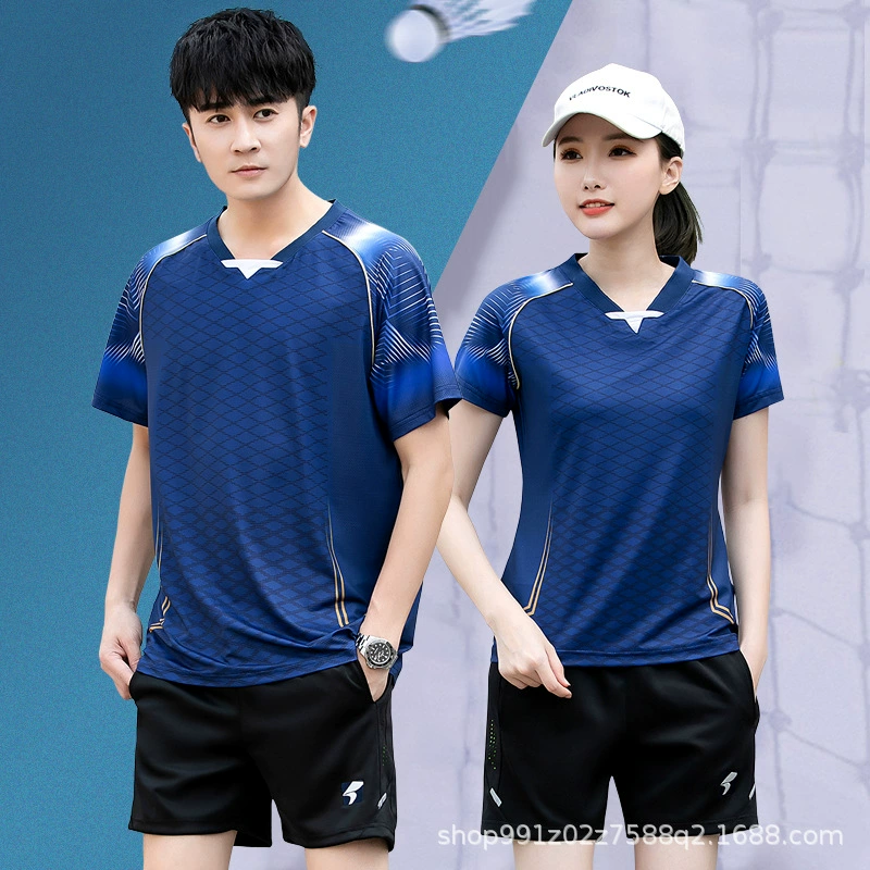 Новая быстросохнущая футболка для бадминтона 2024 года, женская форма для волейбола, тенниса, настольного тенниса, мужская спортивная командная форма с коротким рукавом, возможность индивидуального пошива