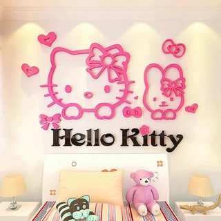 hello kitty猫墙贴卡通亚克力墙贴女孩房儿童房墙面装饰