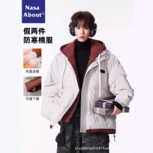 NASA假两件棉衣男士秋冬季2025新款防寒保暖面包棉服冬装棉袄外套