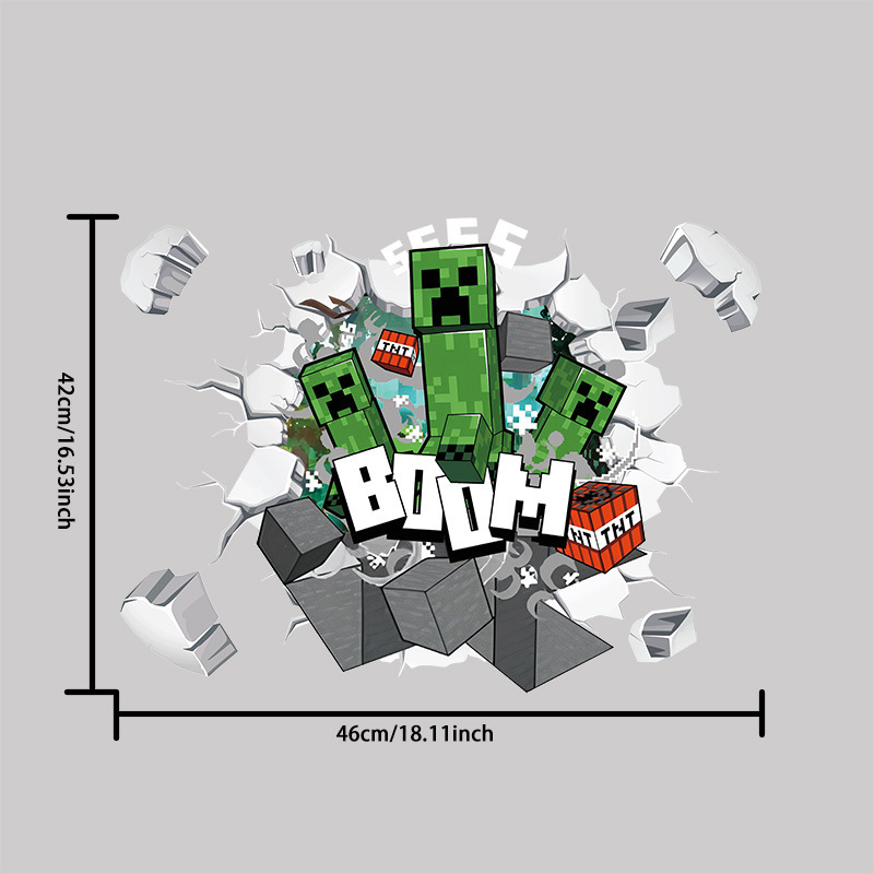 クロスボーダー Minecraft ランアウェイ Minecraft ウォールステッカー リビングルーム 子供部屋 ウォールステッカー 3D 壊れた壁 ウォールステッカー|undefined