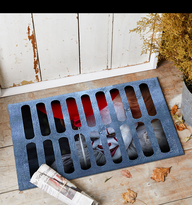 Fábrica transfronteriza alcantarilla cubierta de alcantarilla alfombra de payaso estera de la puerta de Halloween cráneo diseño fantasma cara estera del pie estera del baño
