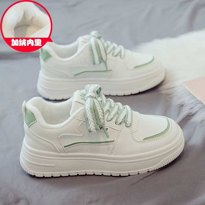 Winter warm white shoes, universal sports footwear, sneakers