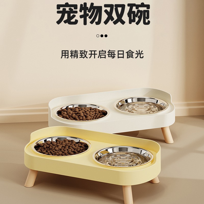 Tanun Bowl Cat Cross-Border Bowl Ceramic Double Bowl Pet Bowl Water Food Bowl de acero inoxidable