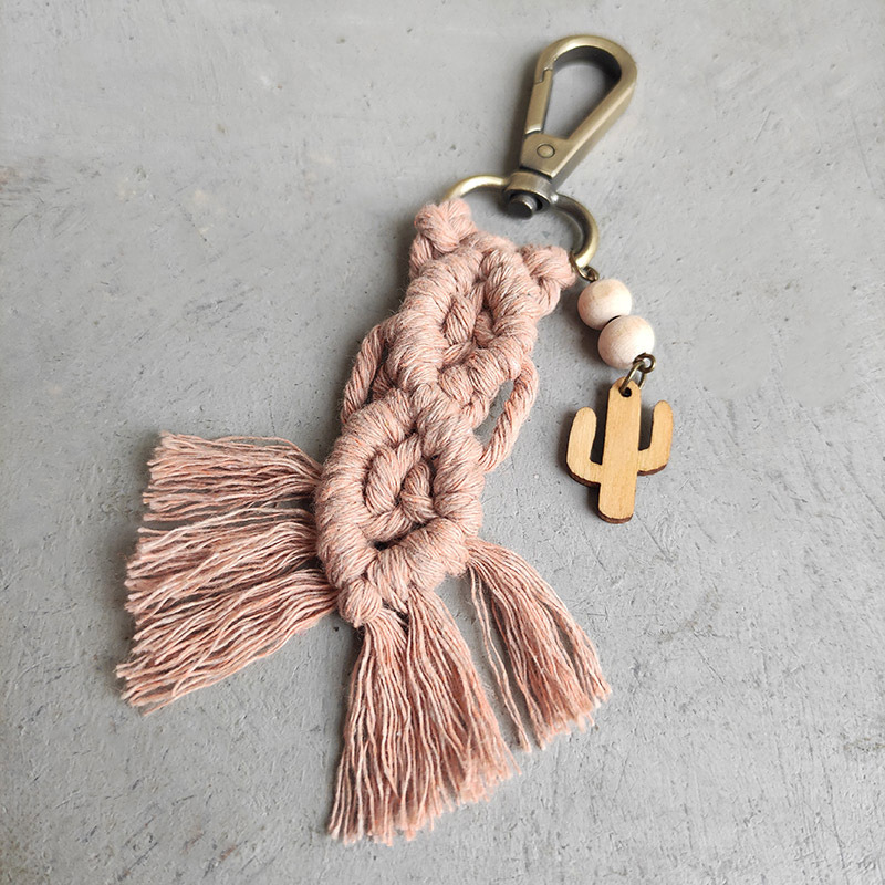 Streetwear Tassel Alloy Wood Cotton Unisex Bag Pendant Keychain display picture 3