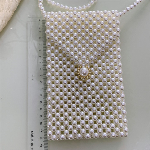 Pearl bag for women ins style internet celebrity retro crossbody bag handmade woven bag handbag beaded bag mobile phone bag for women