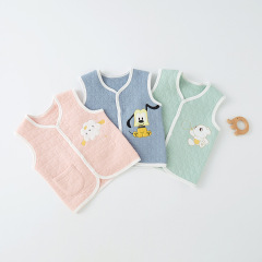Infant vest for spring and autumn, wearable as an outer jacket, spring outfit, pure cotton, newborn backless top, stylish baby, warm vest, shoulder wrap
