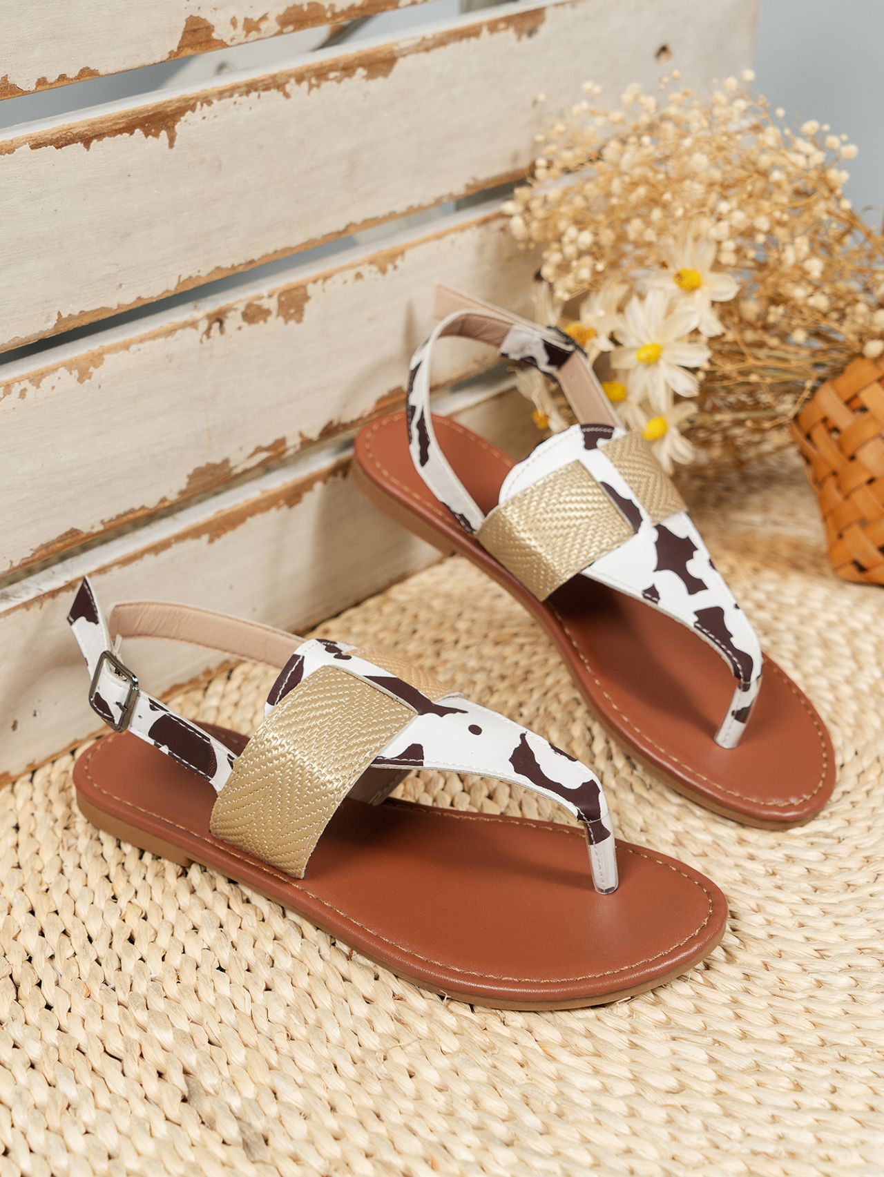 Women's Casual Vacation Cows Open Toe Thong Sandals display picture 9