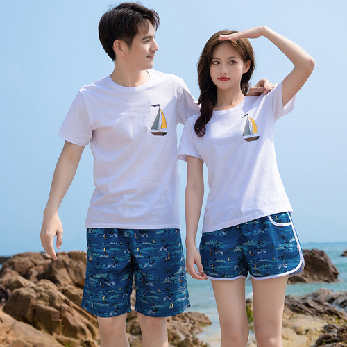 Beach pants men's loose version beach water park swimming trunks seaside surfing quick-drying five-point couple vacation shorts