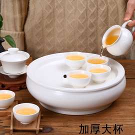ZN4I潮汕功夫茶茶具套装 家用潮州定 制陶瓷老式小瓷茶盘盖碗杯一