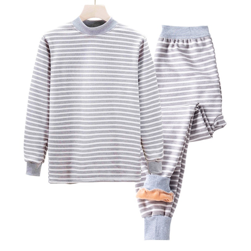Traje de ropa interior térmica juvenil forrado de lana engrosado medio y niños grandes estudiante ropa de otoño pantalones largos pantalones de algodón suéter de 13 años cepillado