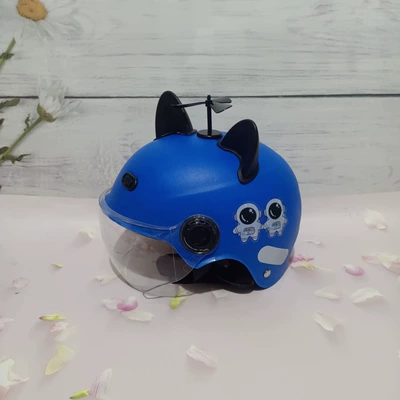 Anti-Fall Summer Adjustable Safety Helmet: Motosiklet kaskı (dəbilqə) - navy-qingxia-no-13-short-lens-black-cat-ears-black-windmill-1-5-years-old-3c