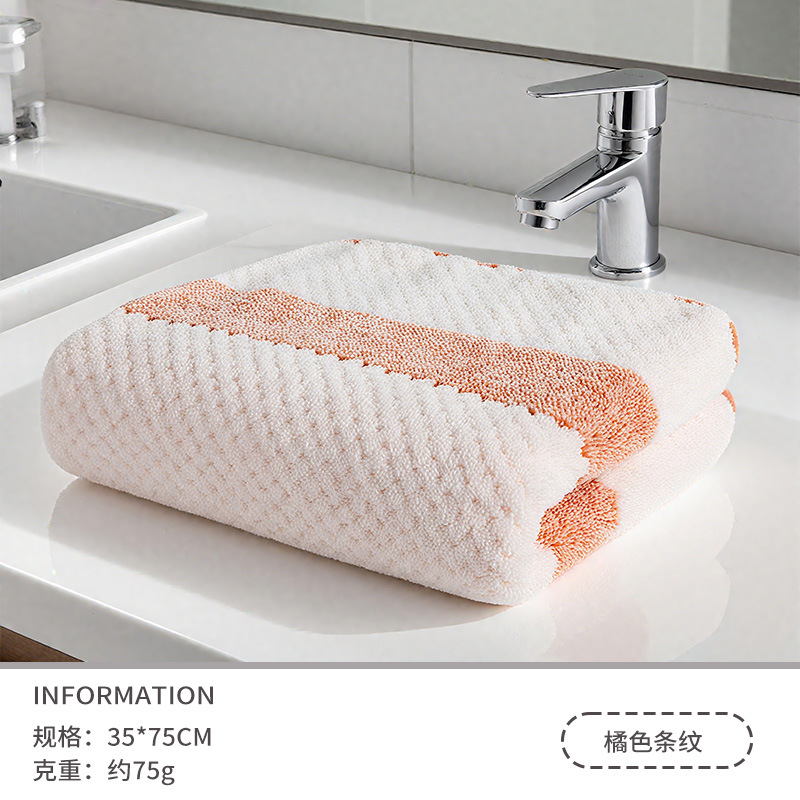 Nueva piña tela escocesa a rayas toalla engrosada toalla de cara absorbente borde no-algodón a rayas toalla de secado al por mayor