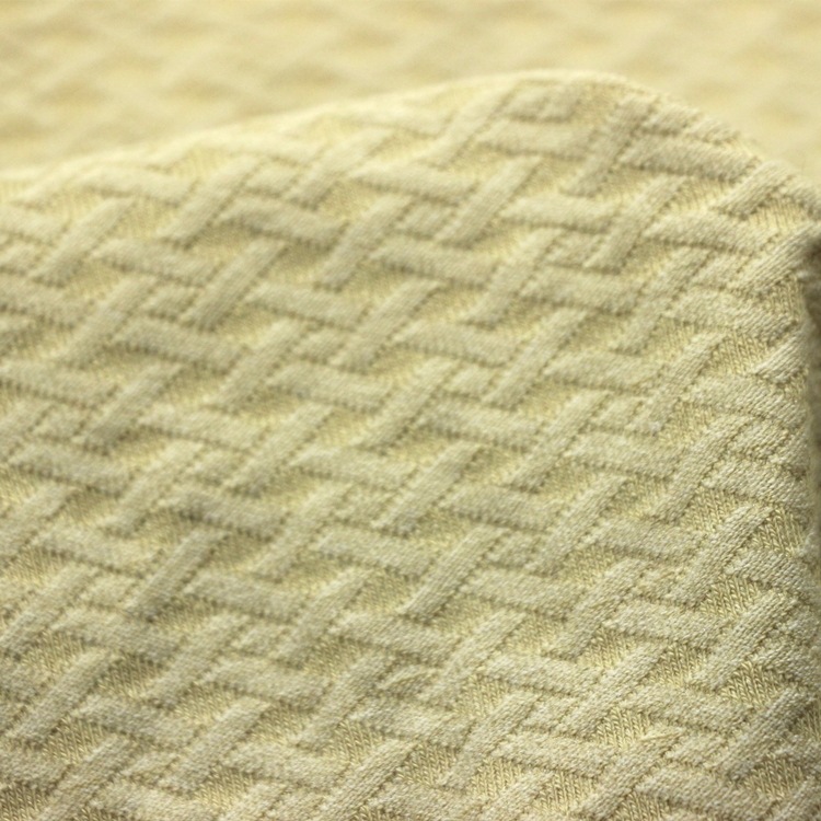 提花移圈氨纶单面布涤包覆氨工字弹力凹凸浮雕移圈提花单面布面料