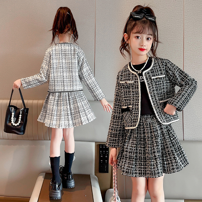 Mädchen Tweed Set Im Kleinen Duft Stil Für Modische Kinder_voghion.com