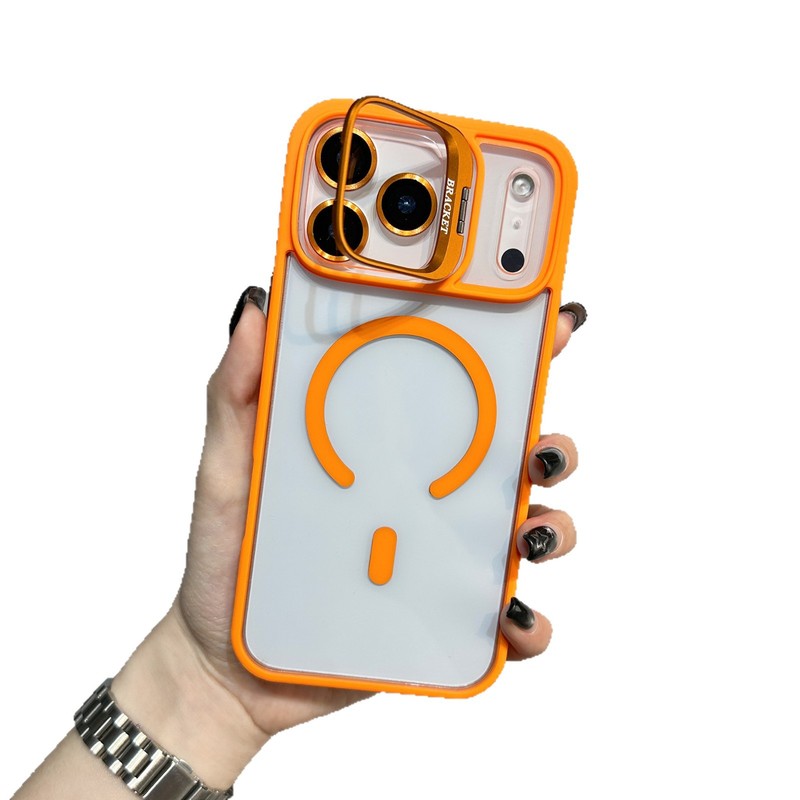iPhone17用レンズスタンド付き磁気吸着スマホケース、レンズフィルム付き、15完全保護、落下防止、1314保護カバー|undefined