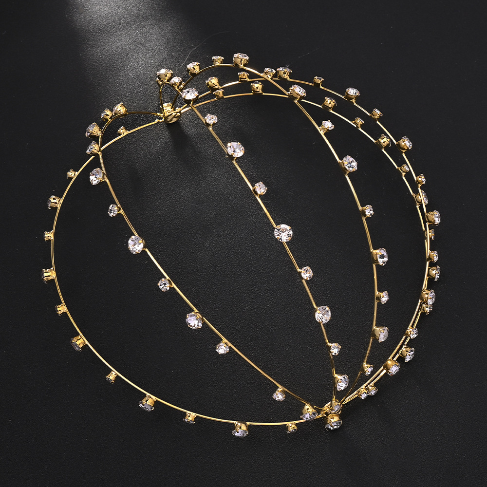 Cross-border nuevo diseño de banda de cabello multicapa de diamante de agua personalidad accesorios de tendencia banda de cabeza