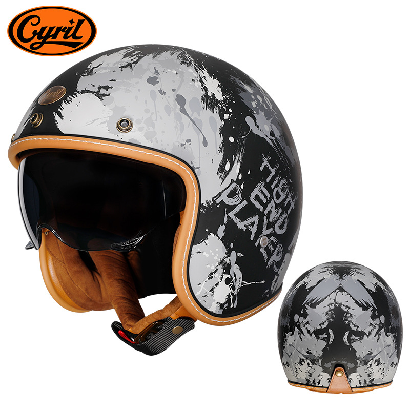 CYRIL casco retro Siro mujer tres cuartos hombre crucero americano verano motocicleta motocicleta medio casco 206