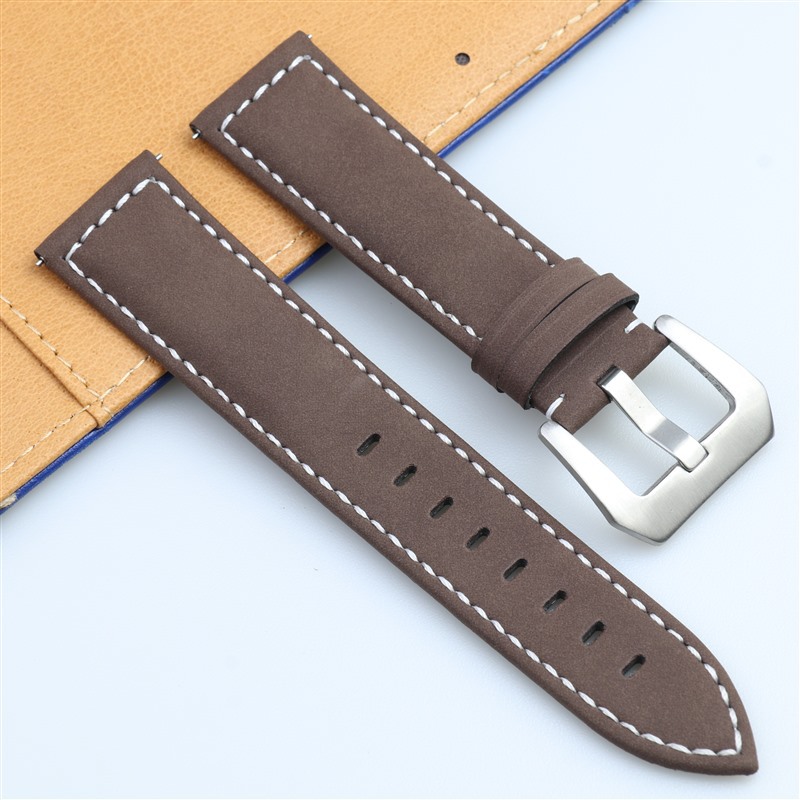 Correa de reloj de cuero esmerilado de desmontaje rápido directo de fábrica con hebilla original para hombre de línea gruesa retro de alta gama