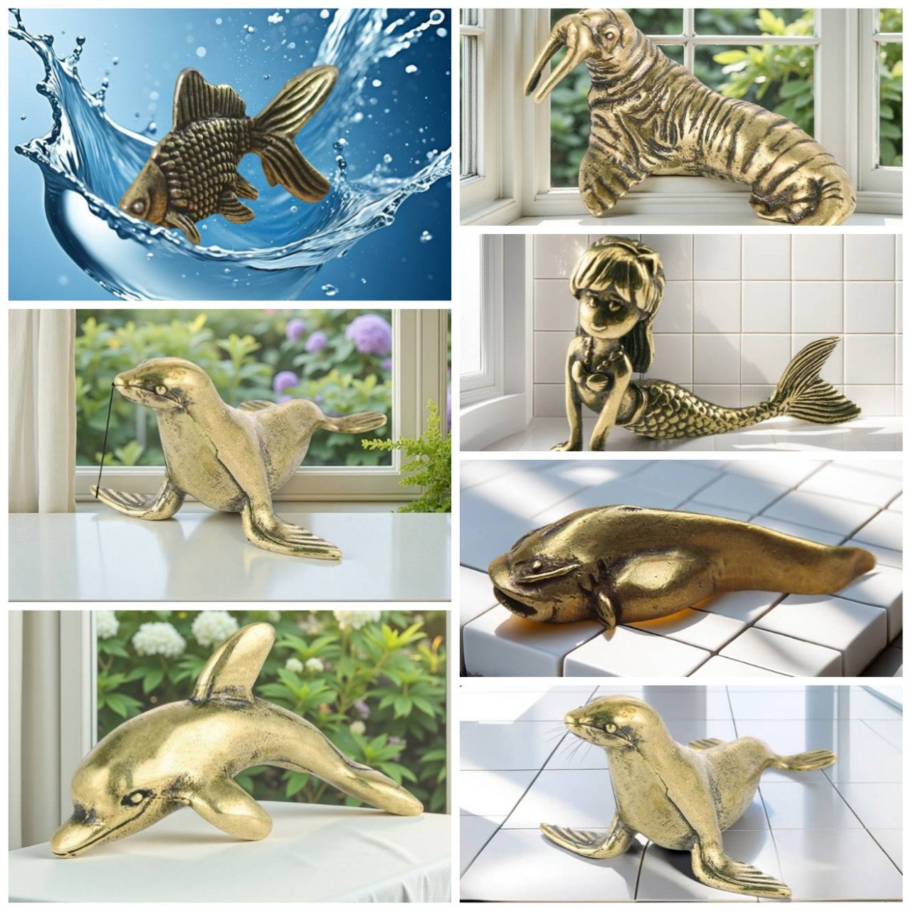 Antique Dressed Ancient Copper Plated Sea Lion Copper Ornaments Creative Antique Bronze Handpiece Desktop Paperweight Crafts Collection