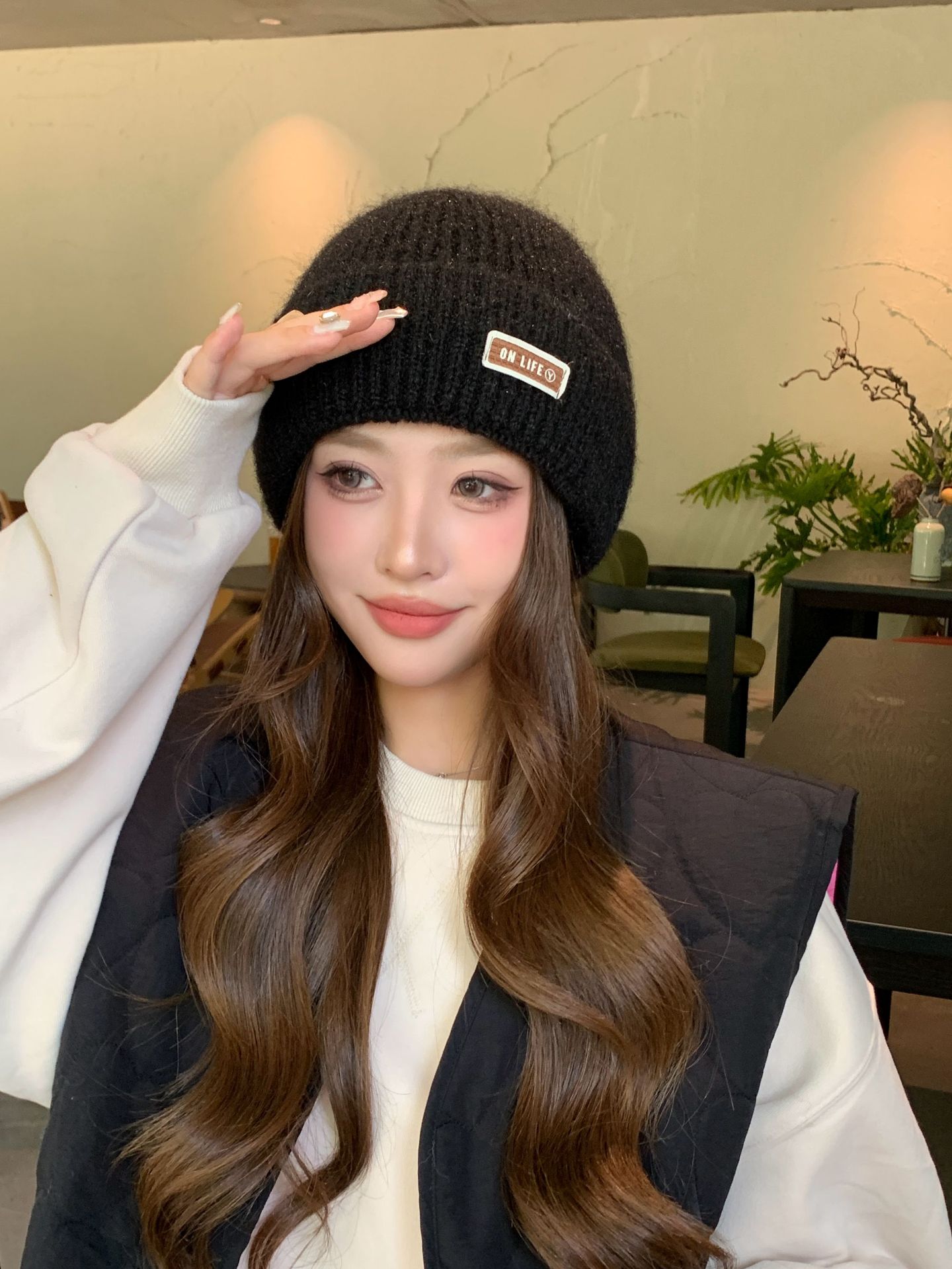 Solid Color Large Head Circumferece Face Slimmig Postpartum Autum Witer Fleece Lied Cold Thick Kitted Hat For_voghion.com