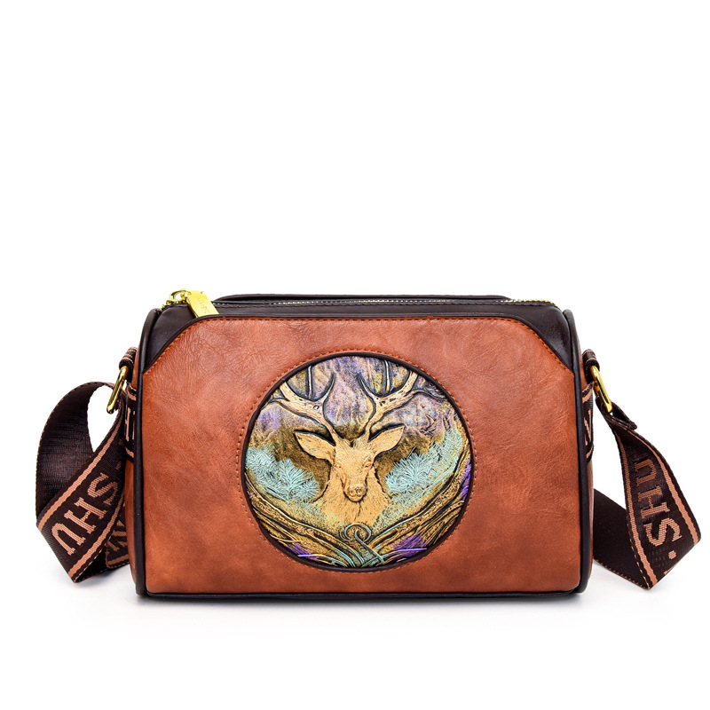 Bolso de mujer transfronterizo nuevo estilo nacional artístico bolso de Madre en relieve de moda bolso de hombro de alto sentido bolso de mensajero de temperamento versátil